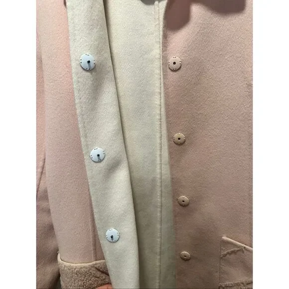 Fendi Roma Wool Coat 42 Blush Pink Shearling Pocket Jacket Italy Luxury Designer - Picture 13 of 15